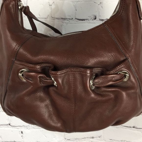 b. Makowsky Chocolate Brown Soft Leather Shoulder Bag Purse - Picture 2 of 16